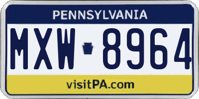 PA license plate MXW8964