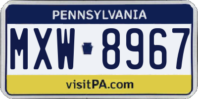PA license plate MXW8967