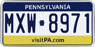 PA license plate MXW8971