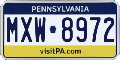 PA license plate MXW8972
