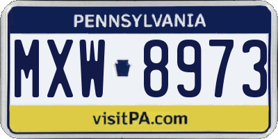 PA license plate MXW8973