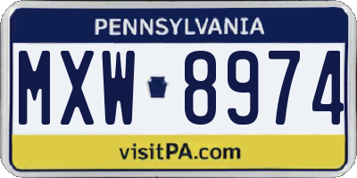 PA license plate MXW8974