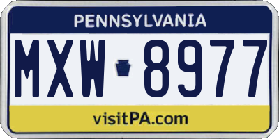PA license plate MXW8977