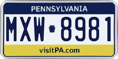 PA license plate MXW8981