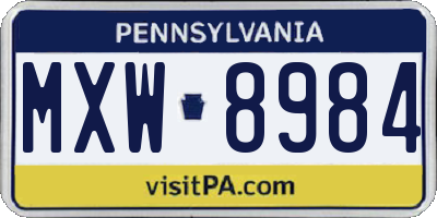 PA license plate MXW8984