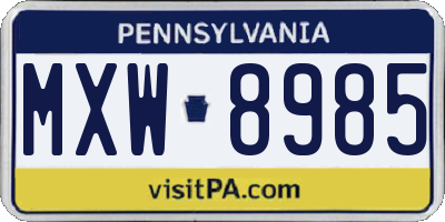 PA license plate MXW8985