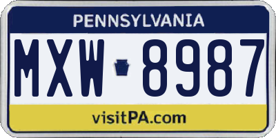 PA license plate MXW8987
