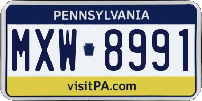 PA license plate MXW8991