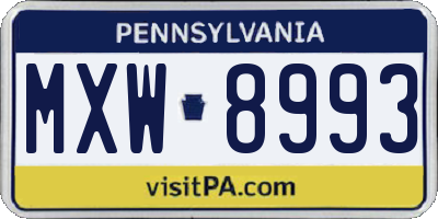 PA license plate MXW8993