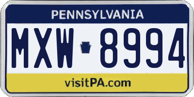 PA license plate MXW8994