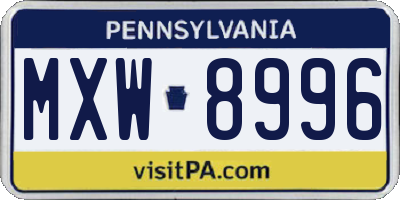 PA license plate MXW8996