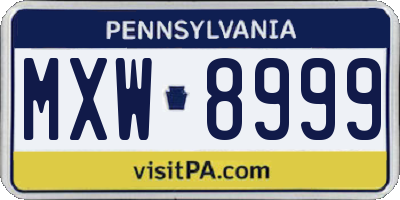 PA license plate MXW8999