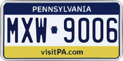 PA license plate MXW9006