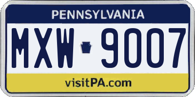 PA license plate MXW9007