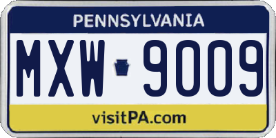 PA license plate MXW9009