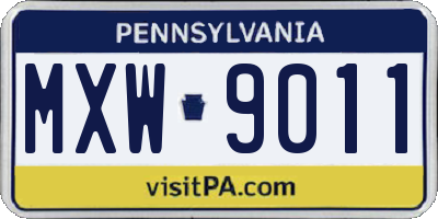 PA license plate MXW9011