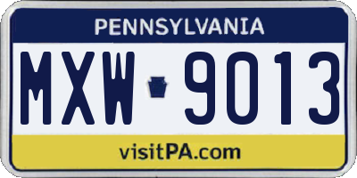PA license plate MXW9013