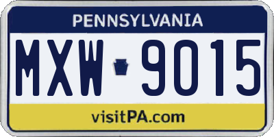 PA license plate MXW9015
