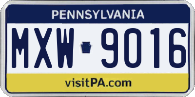 PA license plate MXW9016