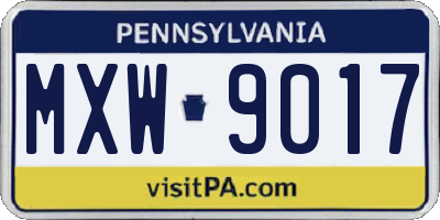 PA license plate MXW9017