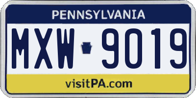 PA license plate MXW9019