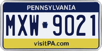 PA license plate MXW9021
