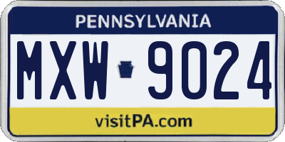 PA license plate MXW9024