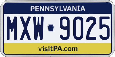 PA license plate MXW9025