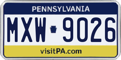 PA license plate MXW9026