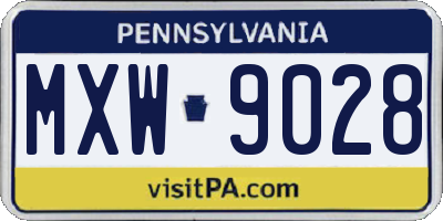 PA license plate MXW9028