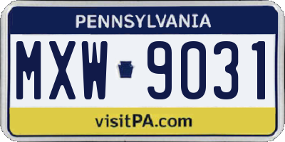 PA license plate MXW9031