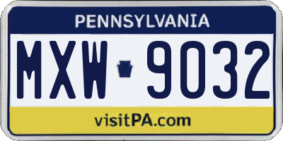 PA license plate MXW9032