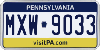 PA license plate MXW9033
