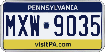 PA license plate MXW9035