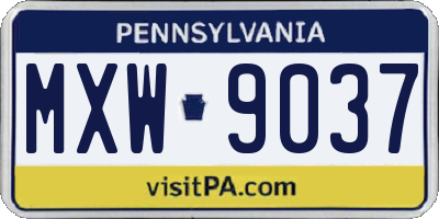 PA license plate MXW9037