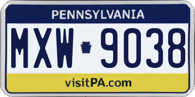PA license plate MXW9038