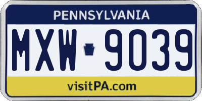 PA license plate MXW9039