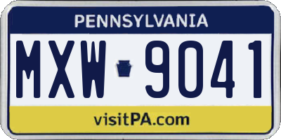 PA license plate MXW9041