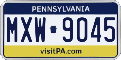 PA license plate MXW9045