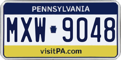PA license plate MXW9048