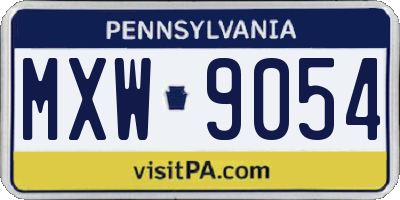 PA license plate MXW9054