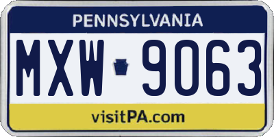 PA license plate MXW9063