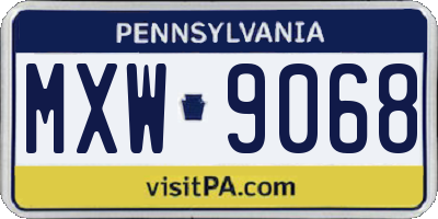 PA license plate MXW9068