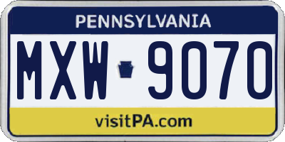 PA license plate MXW9070