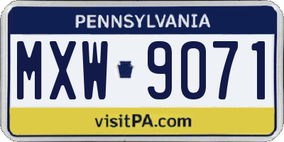 PA license plate MXW9071