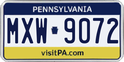 PA license plate MXW9072