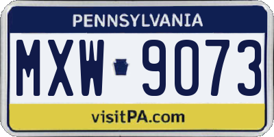 PA license plate MXW9073