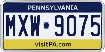 PA license plate MXW9075