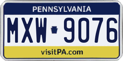 PA license plate MXW9076