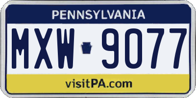 PA license plate MXW9077